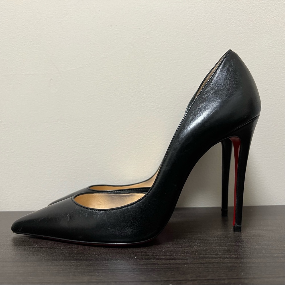 Christian Louboutin Iriza Black Pointed Toe Leather Heels